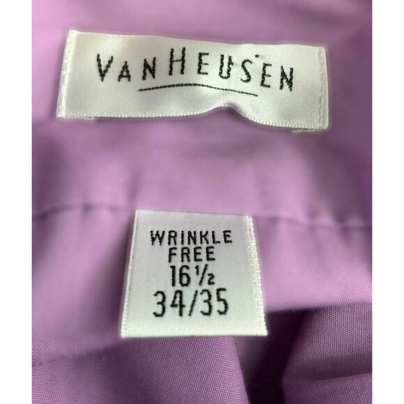 Van Heusen Dress Shirt Mens Size Large Long Sleeve Button Up Wrinkle Free Purple - Picture 3 of 4